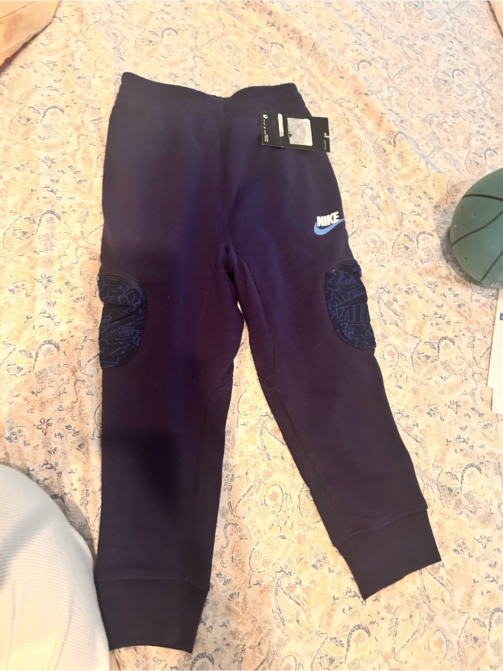 Nike Kids Dark Navy Fleece Joggers with Knee Patches